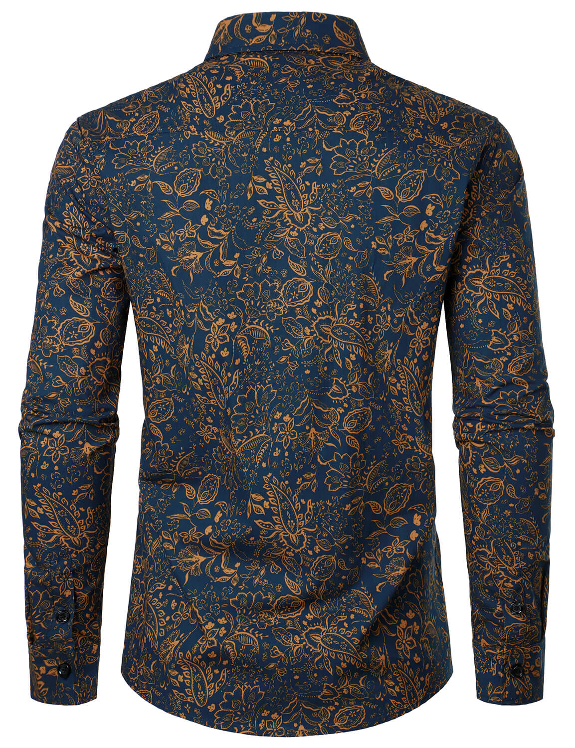 Camisa Paisley estampado Button Up de algodón casual de manga larga para hombre