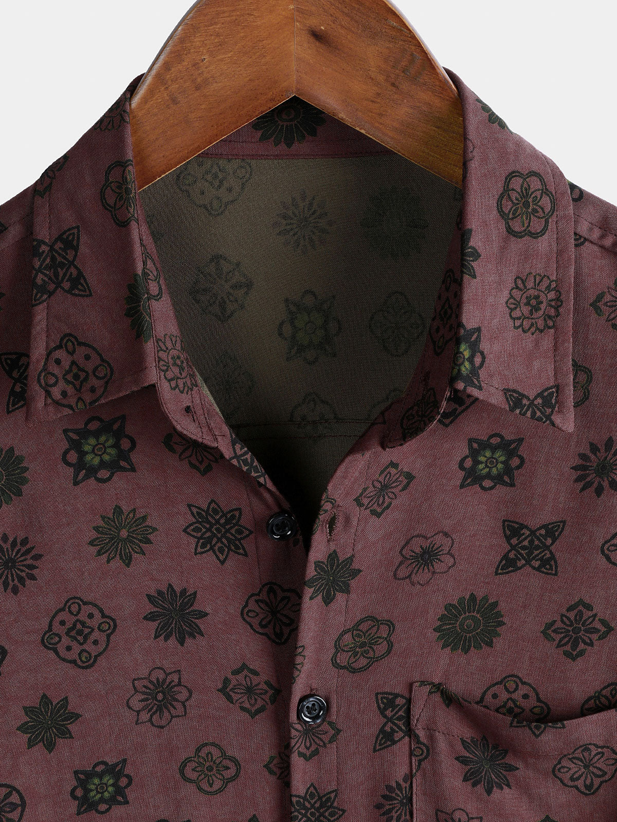 Camisa clásico retro Geometric de manga corta para hombre