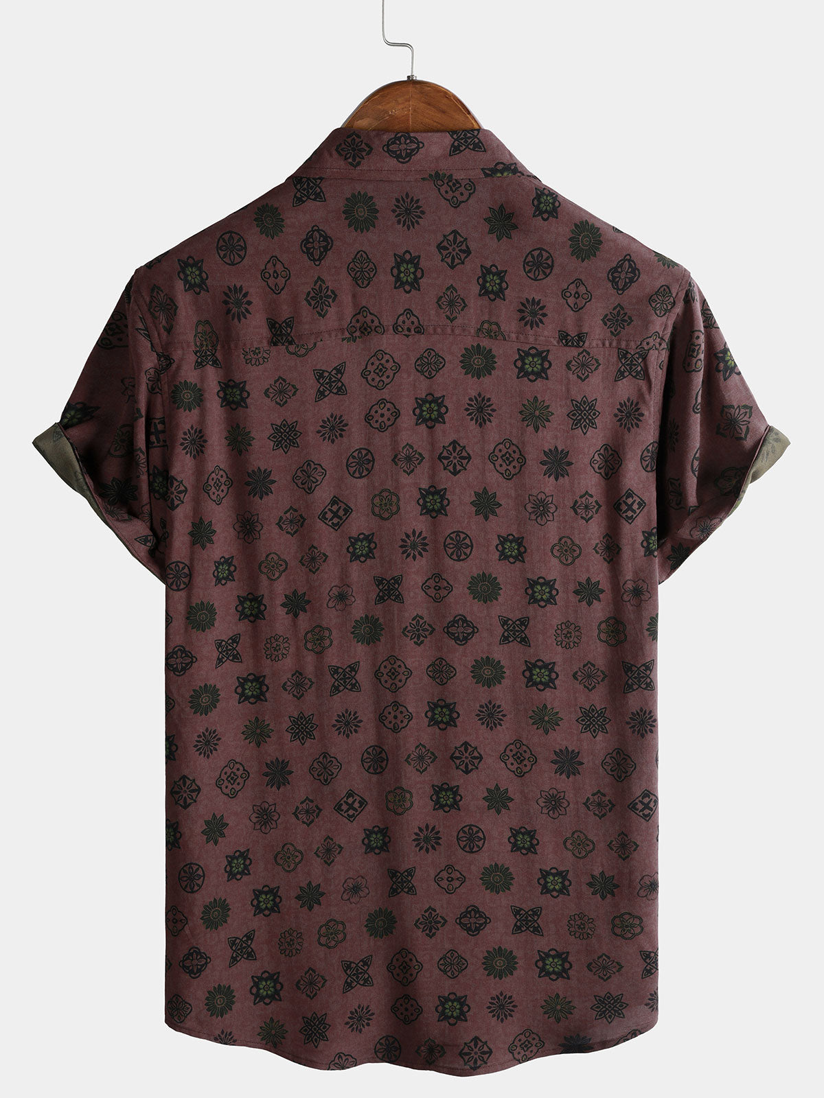 Camisa clásico retro Geometric de manga corta para hombre