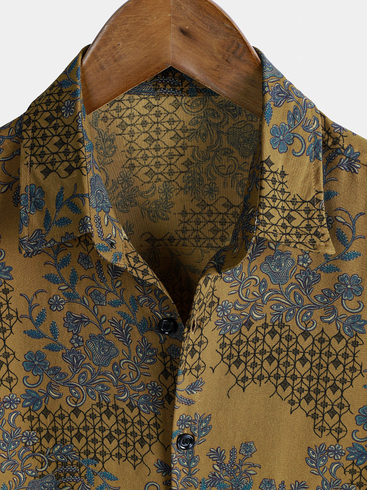 Transpirable Lightweight de manga corta Bohemian Vine floral Resorcamiseta para hombre
