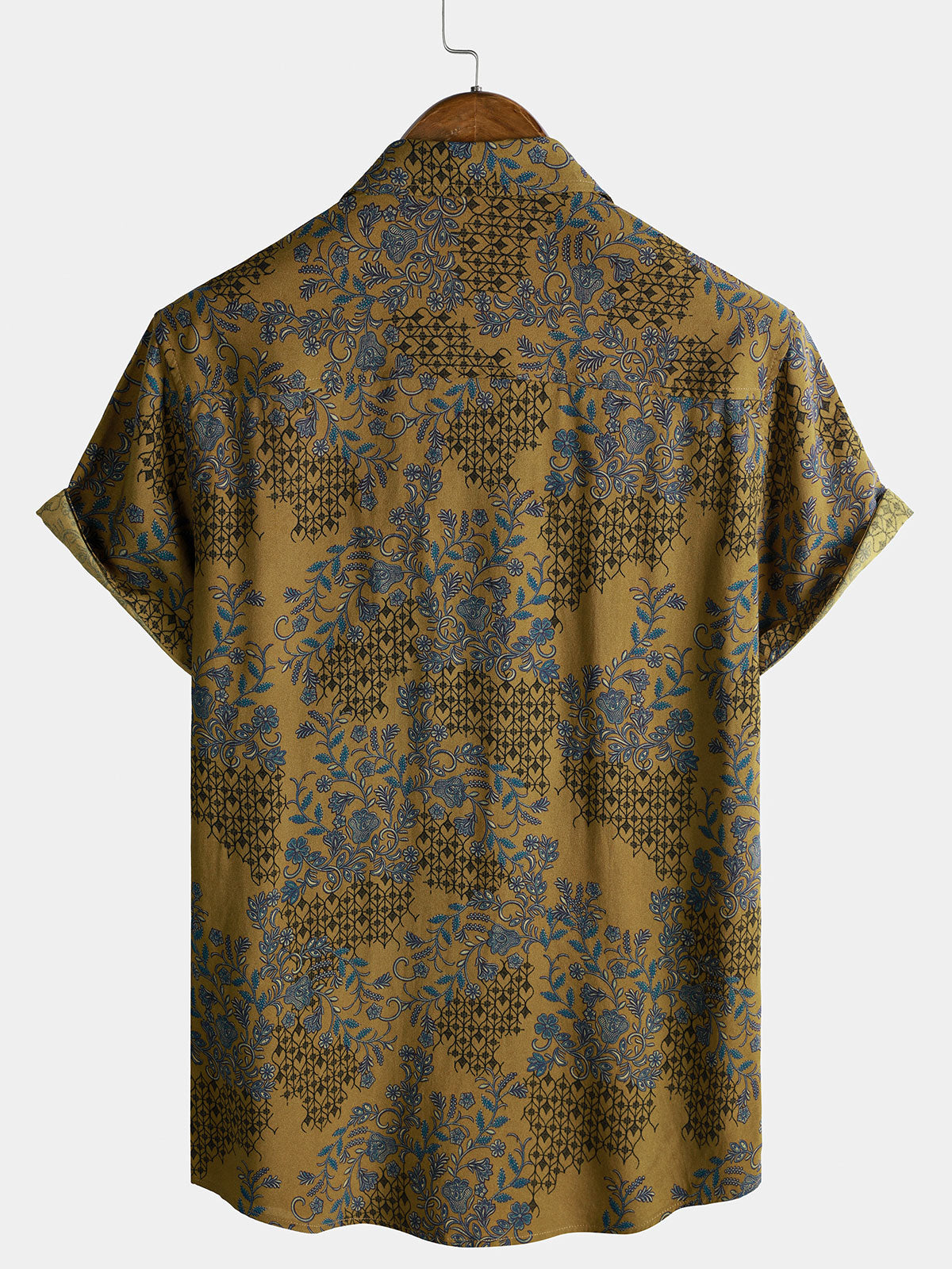 Transpirable Lightweight de manga corta Bohemian Vine floral Resorcamiseta para hombre