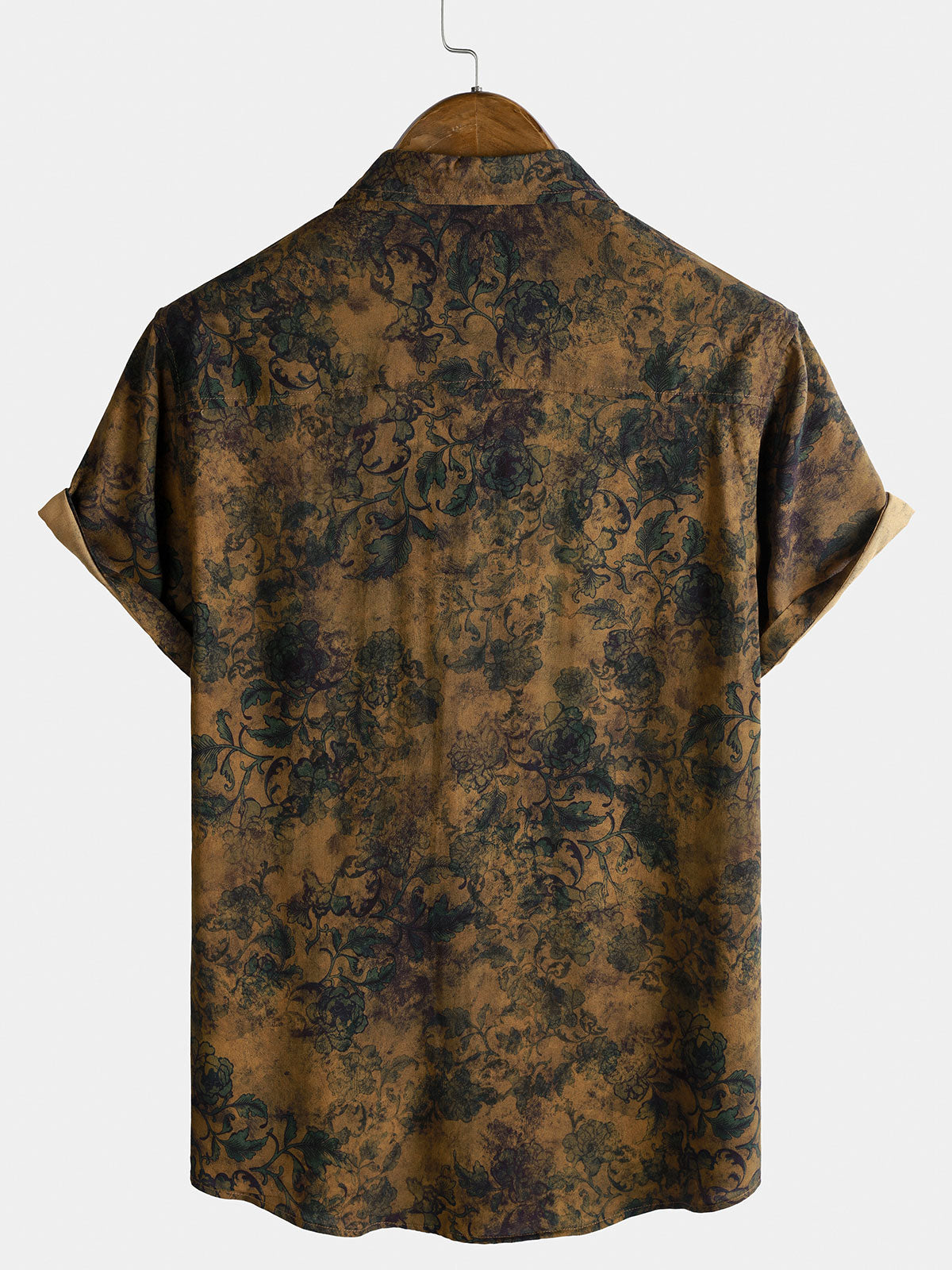 Island Holiday Bohemian de manga corta vintage Muted Botanical transpirable Lightweighcamiseta para hombre