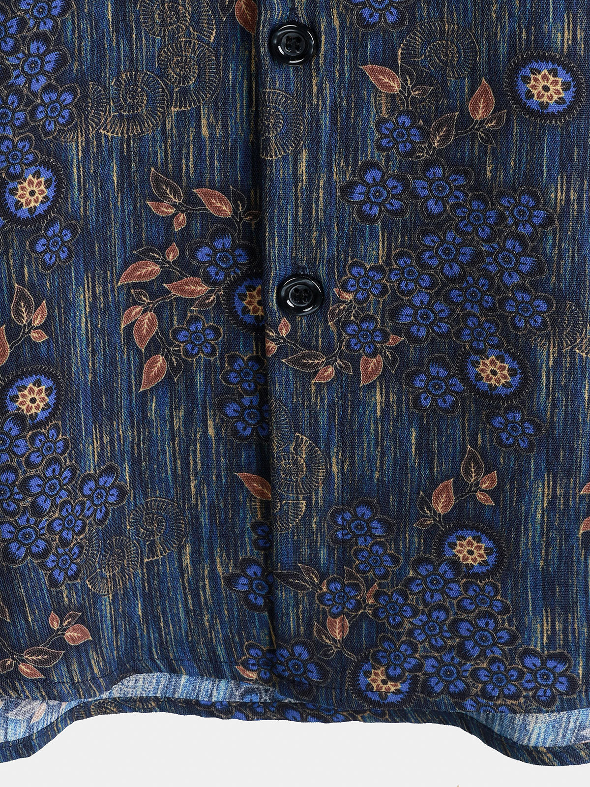 Camisa vintage Blue floral estampado de manga corta para hombre