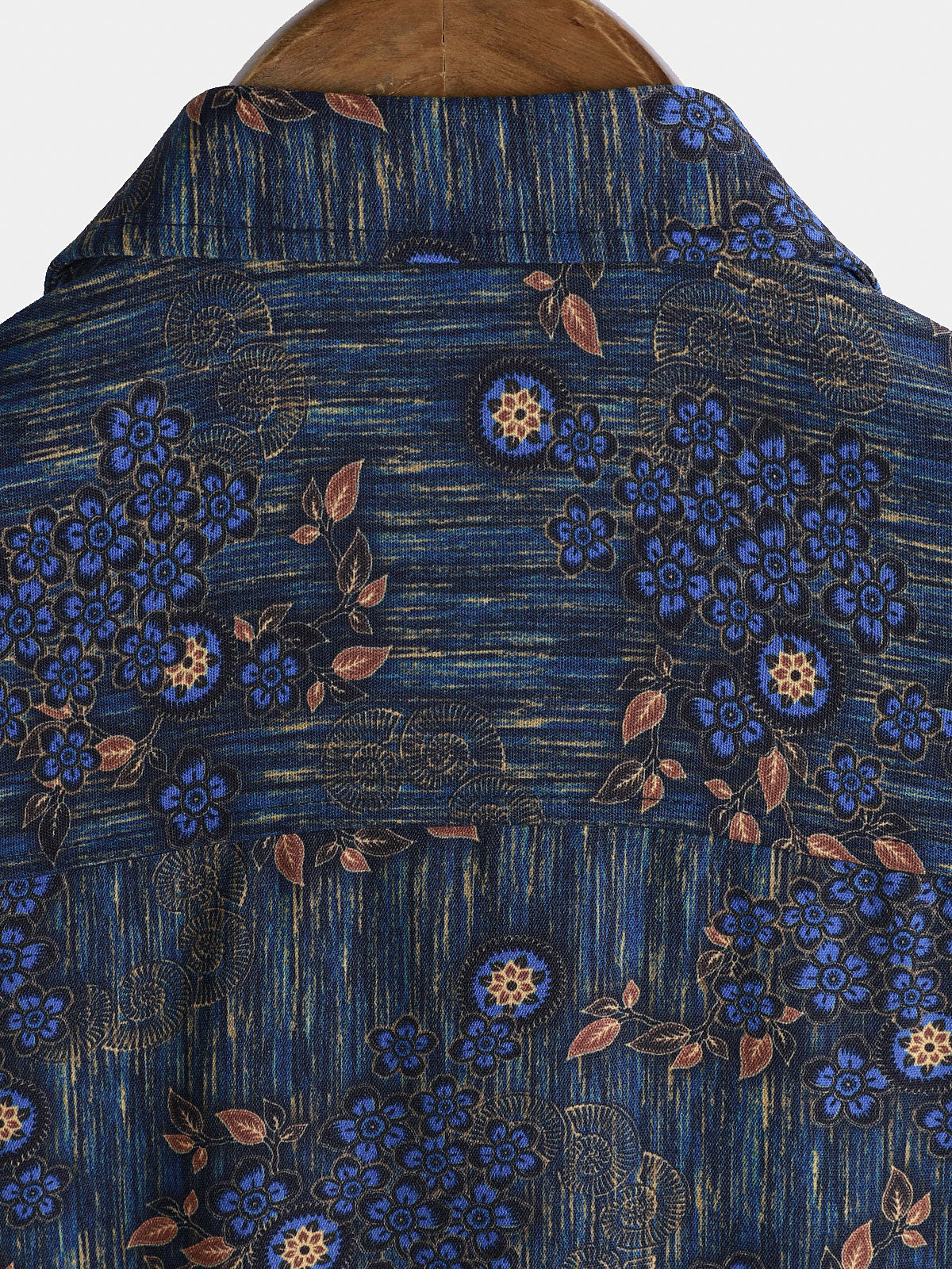 Camisa vintage Blue floral estampado de manga corta para hombre
