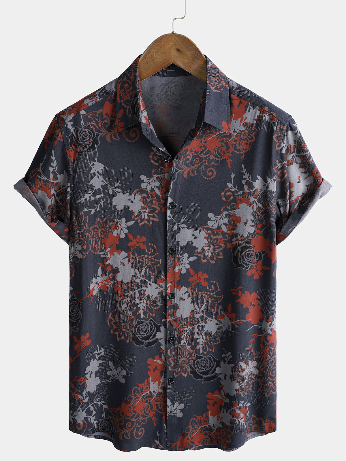 Camisa de manga corta Rayon retro transpirable Lightweight Island Travel para hombre