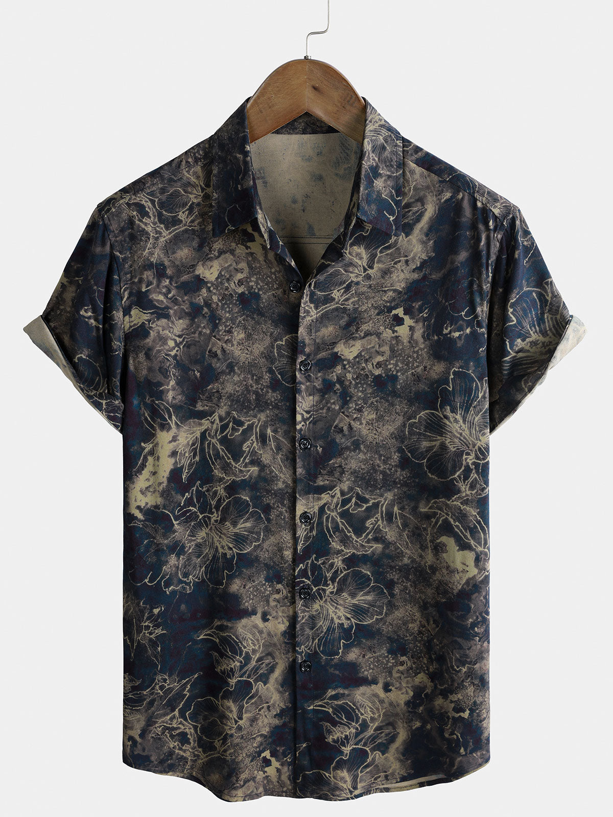 Camisa vintage Lightweight transpirable Rayon de manga corta Holiday Leisure para hombre
