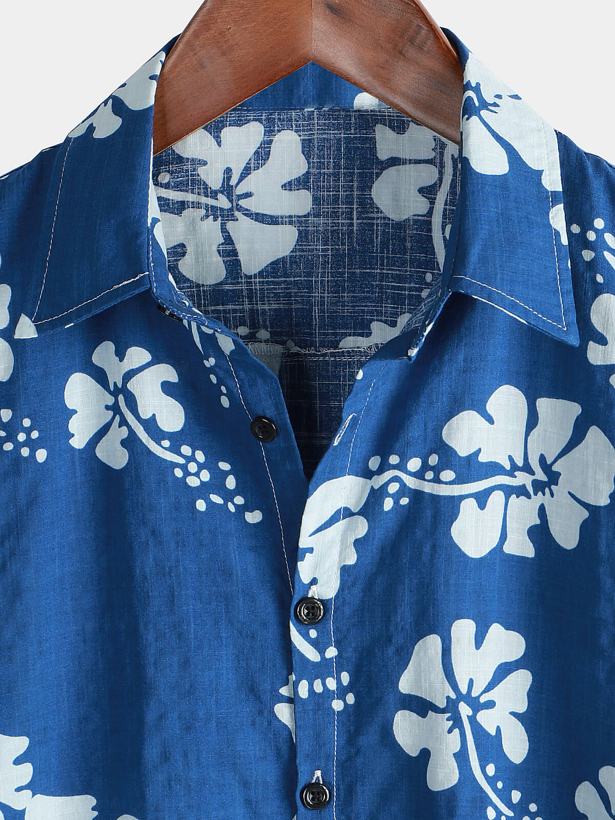Camisa Blue floral de manga corta Beach Tropical Hawaiian Button Up para hombre