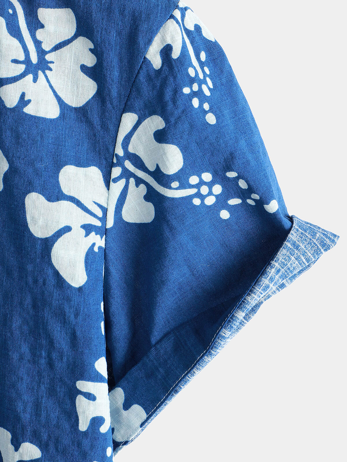 Camisa Blue floral de manga corta Beach Tropical Hawaiian Button Up para hombre