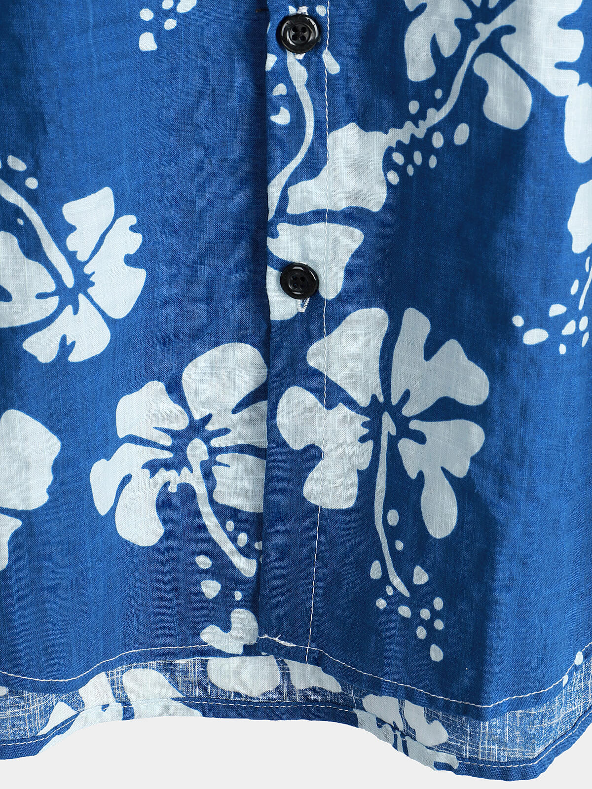 Camisa Blue floral de manga corta Beach Tropical Hawaiian Button Up para hombre