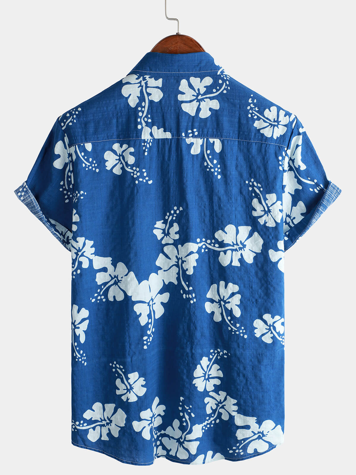 Camisa Blue floral de manga corta Beach Tropical Hawaiian Button Up para hombre
