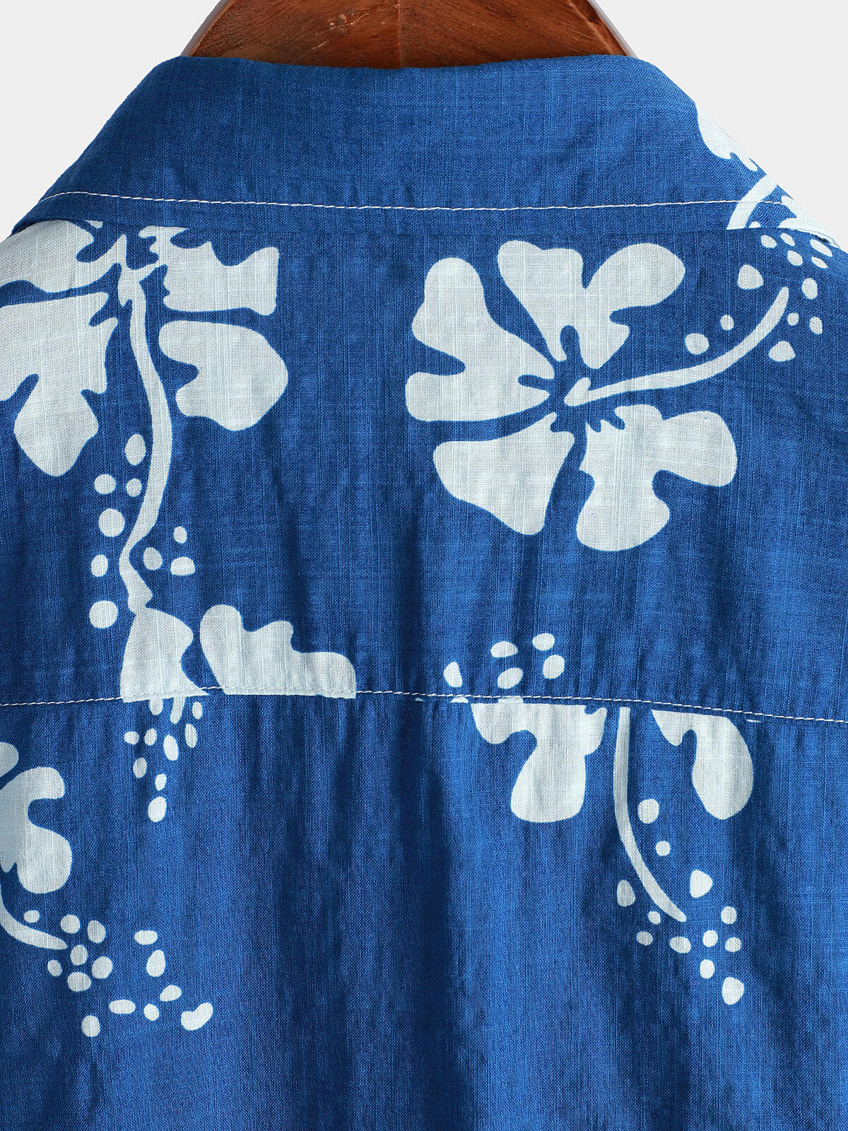 Camisa Blue floral de manga corta Beach Tropical Hawaiian Button Up para hombre