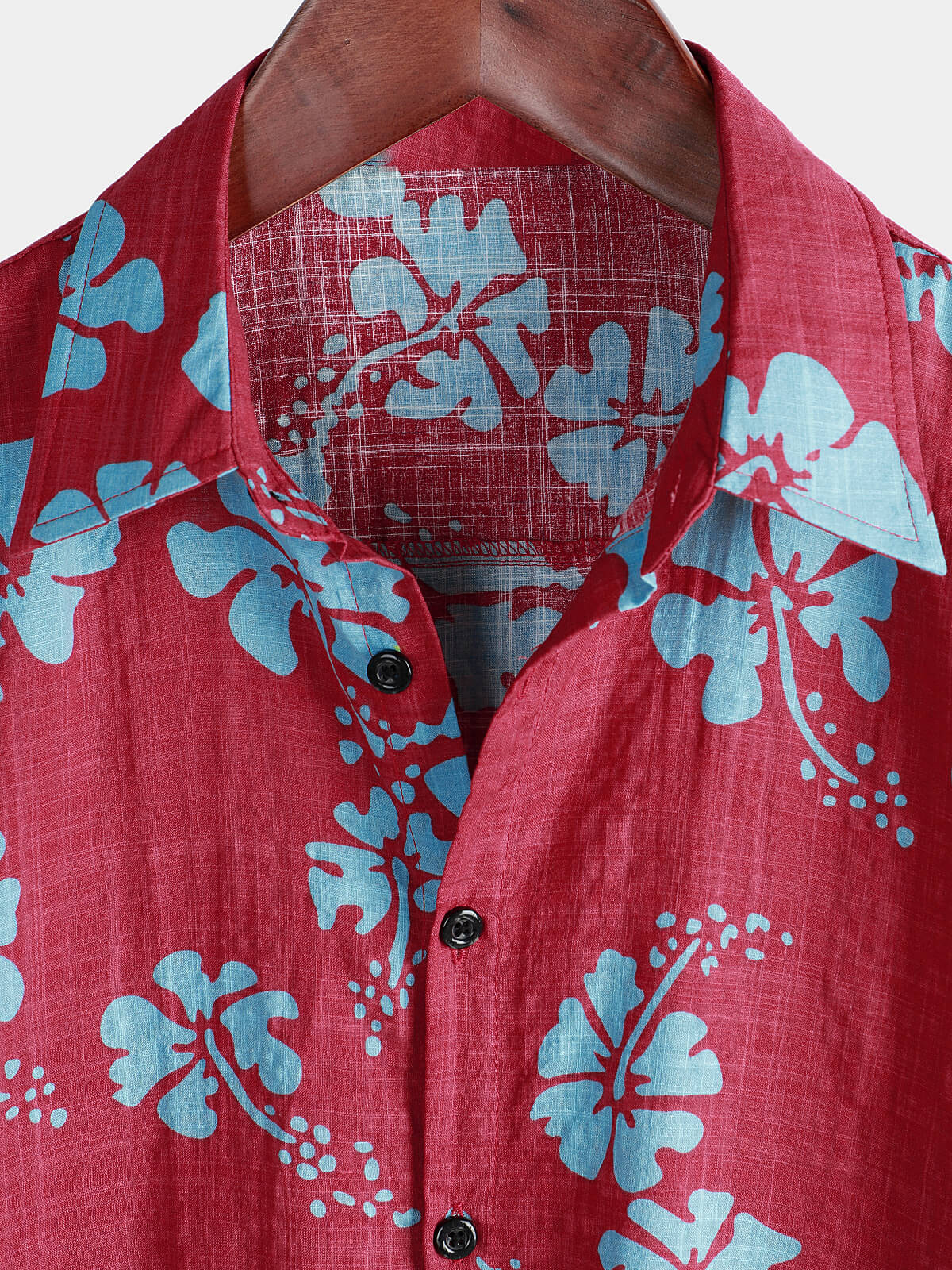 Camisa de manga corta Red floral Button Up Beach Tropical Hawaiian para hombre
