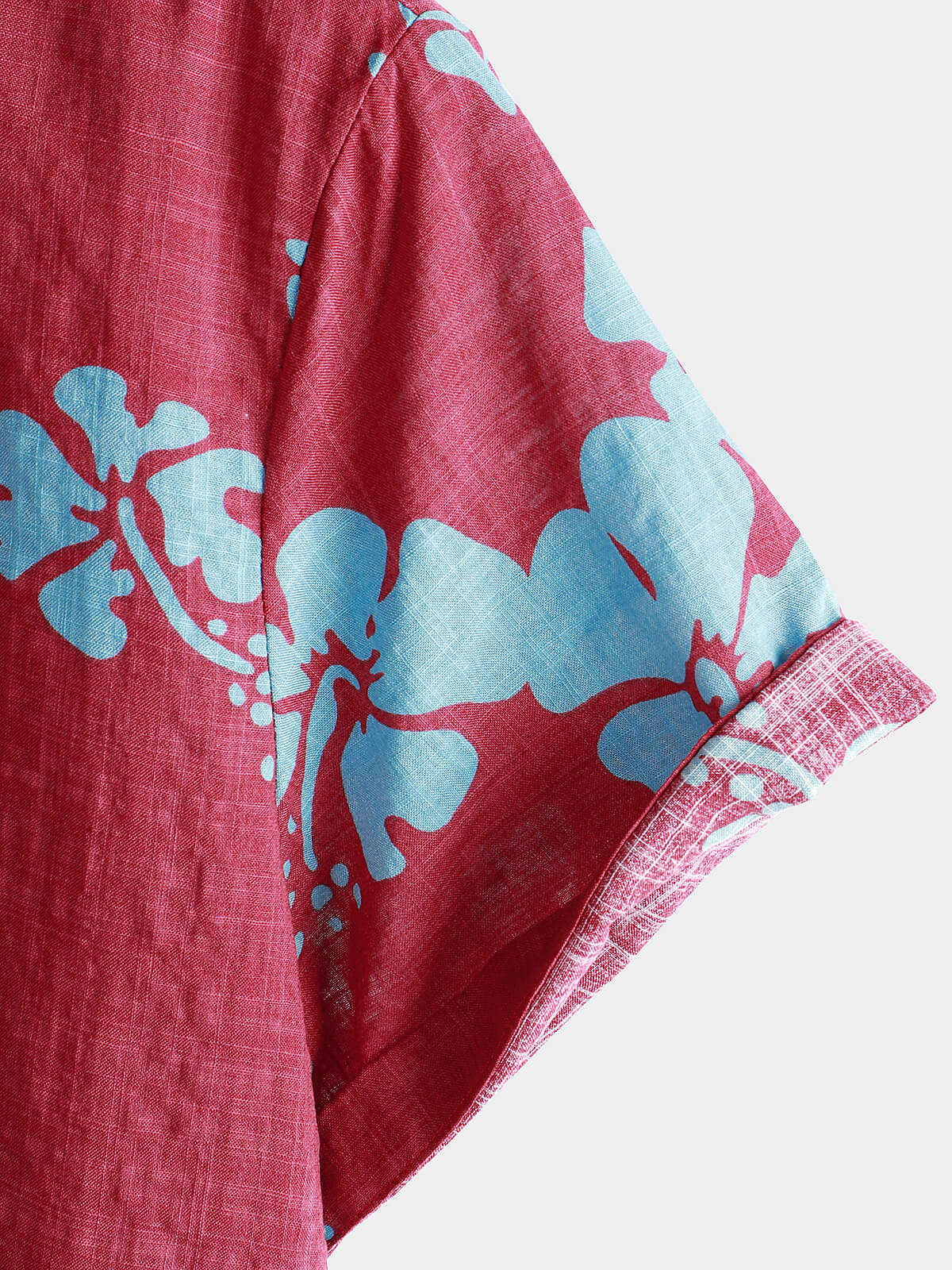 Camisa de manga corta Red floral Button Up Beach Tropical Hawaiian para hombre