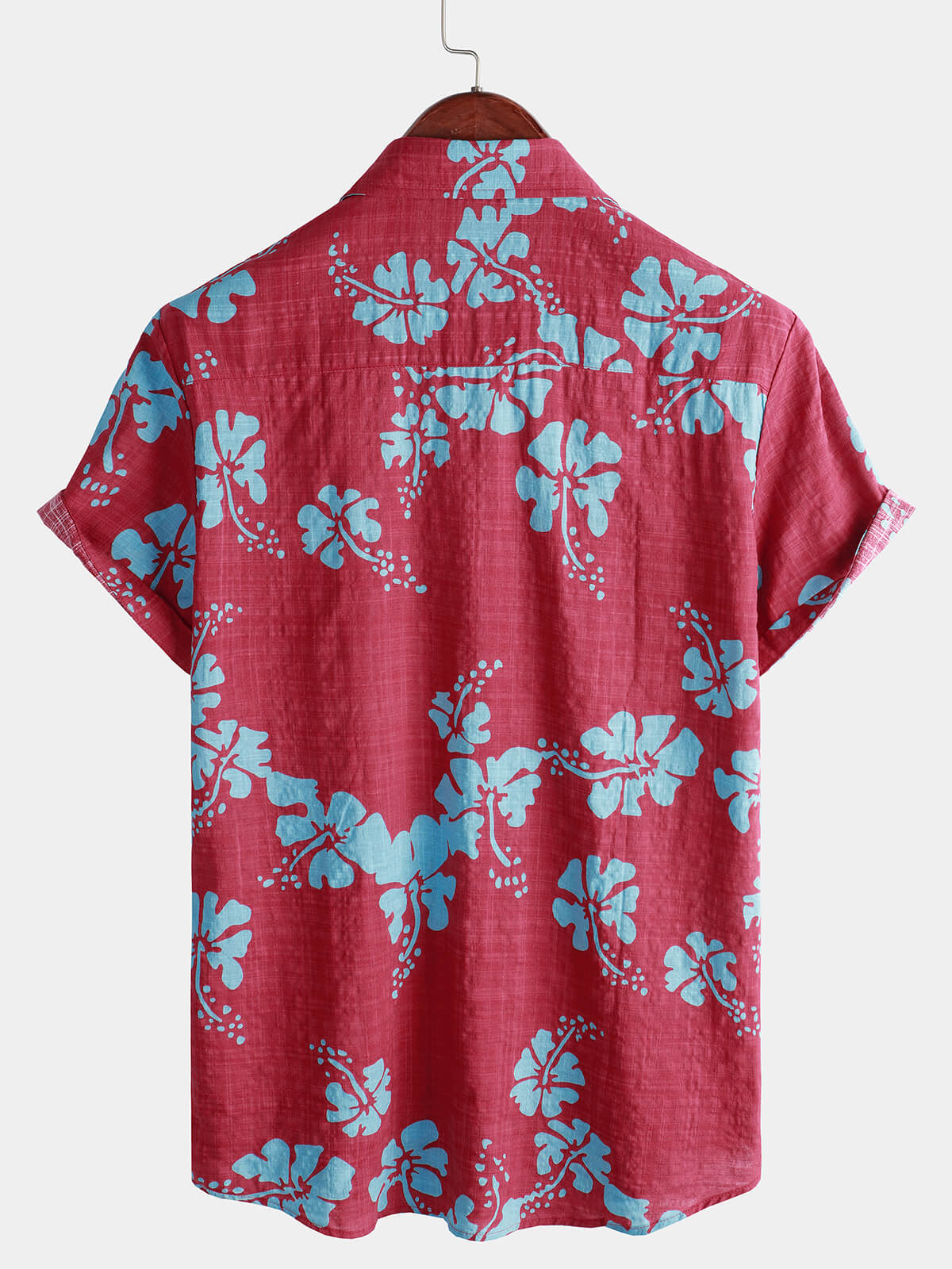 Camisa de manga corta Red floral Button Up Beach Tropical Hawaiian para hombre
