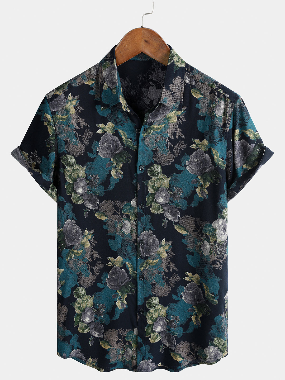 Camisa de manga corta Lightweight transpirable retro Island Holiday floral Pattern para hombre