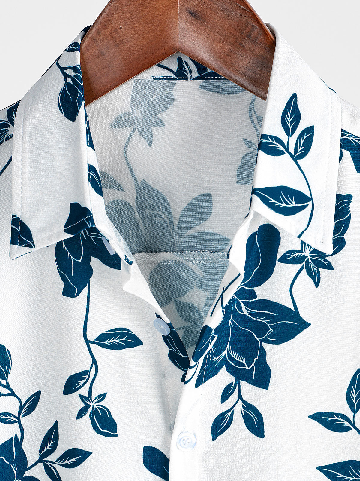 Camisa Blue floral Summer Holiday Button Up de manga corta para hombre