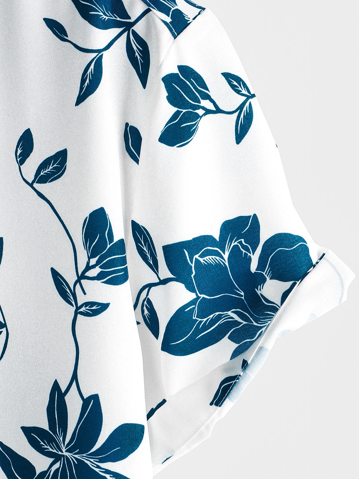 Camisa Blue floral Summer Holiday Button Up de manga corta para hombre