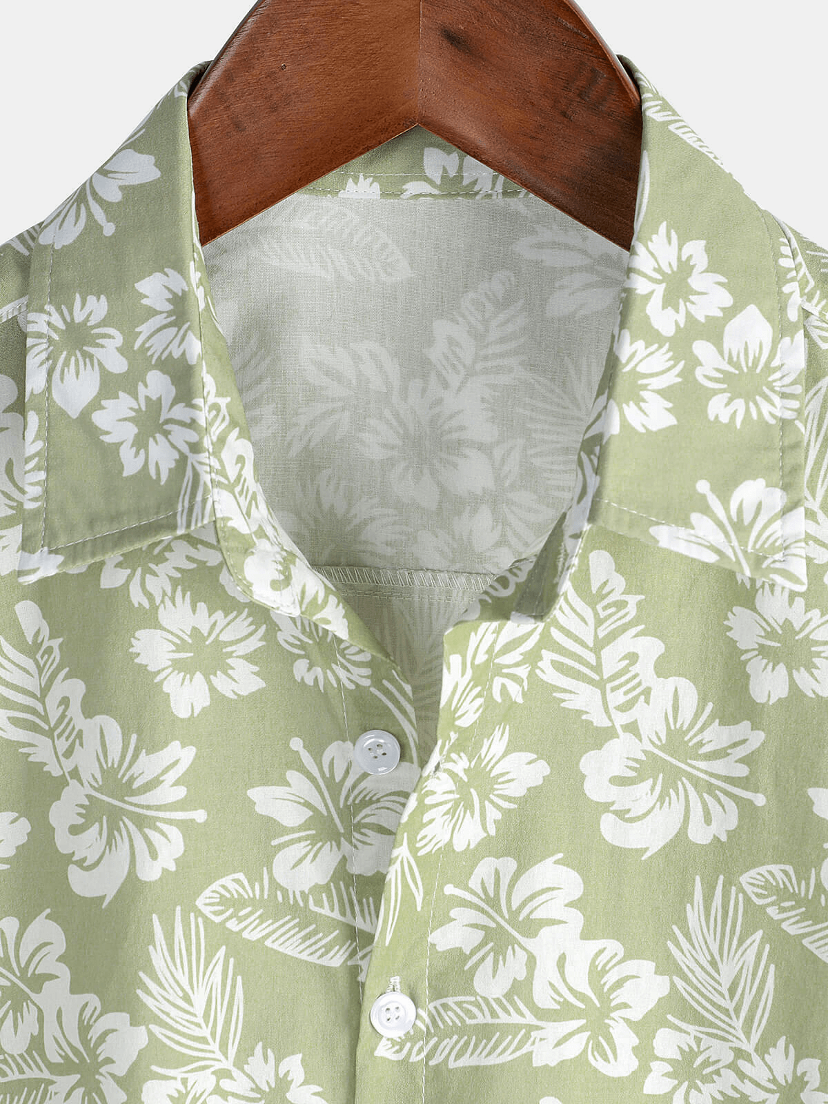 Camisa Hawaiian Green Holiday de algodón Summer floral Button Up de manga corta para hombre