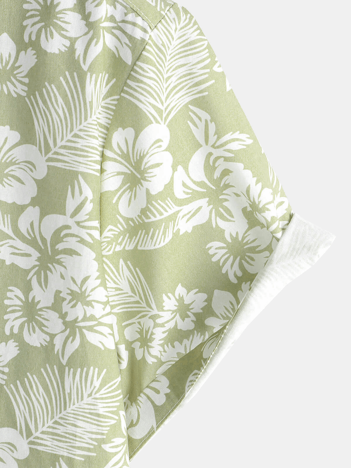 Camisa Hawaiian Green Holiday de algodón Summer floral Button Up de manga corta para hombre