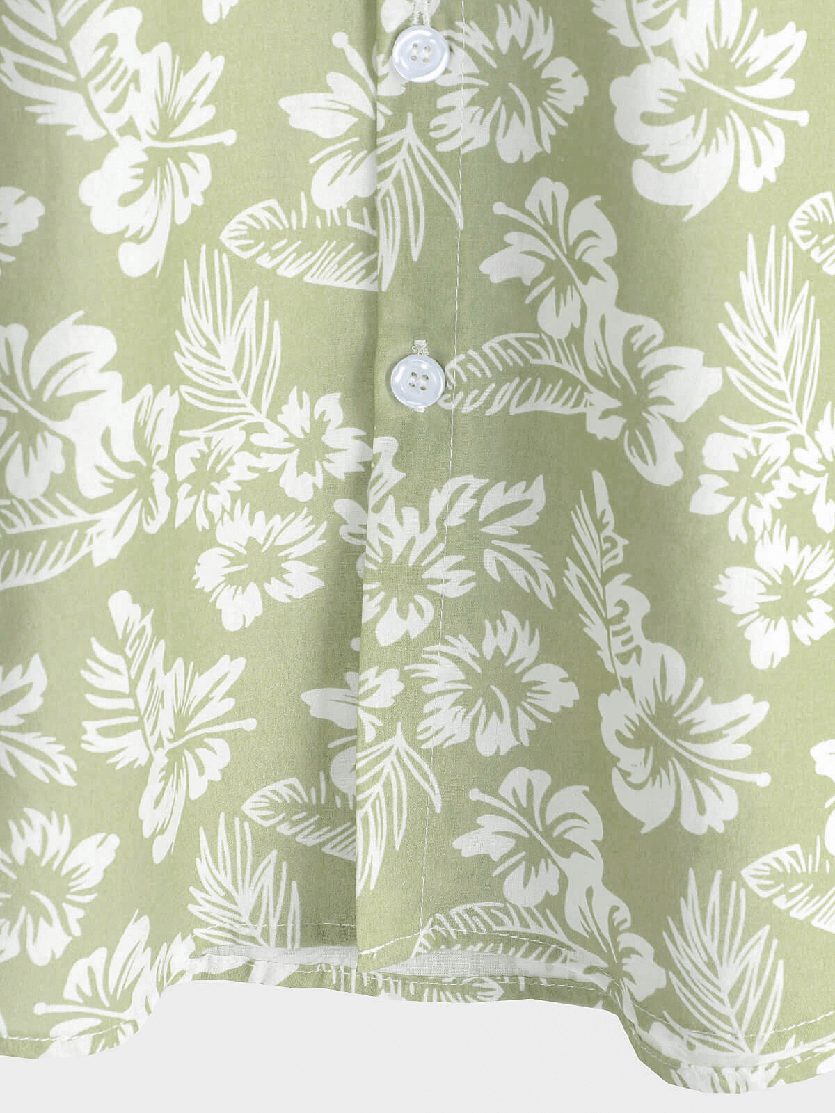 Camisa Hawaiian Green Holiday de algodón Summer floral Button Up de manga corta para hombre