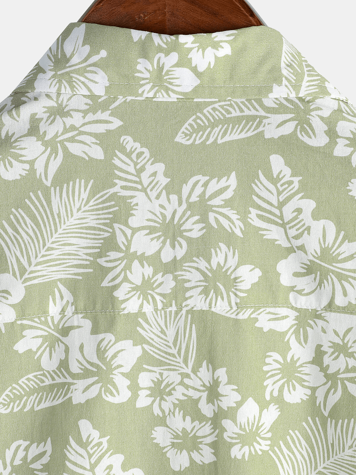 Camisa Hawaiian Green Holiday de algodón Summer floral Button Up de manga corta para hombre