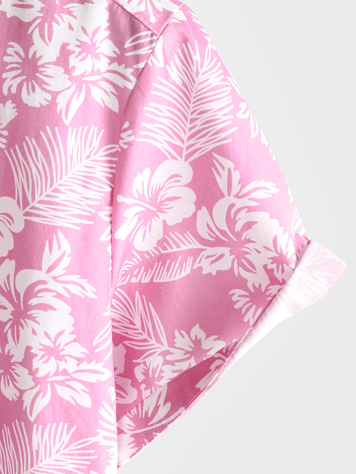 Camisa Pink de algodón Hawaiian floral Button Up Summer de manga corta para hombre