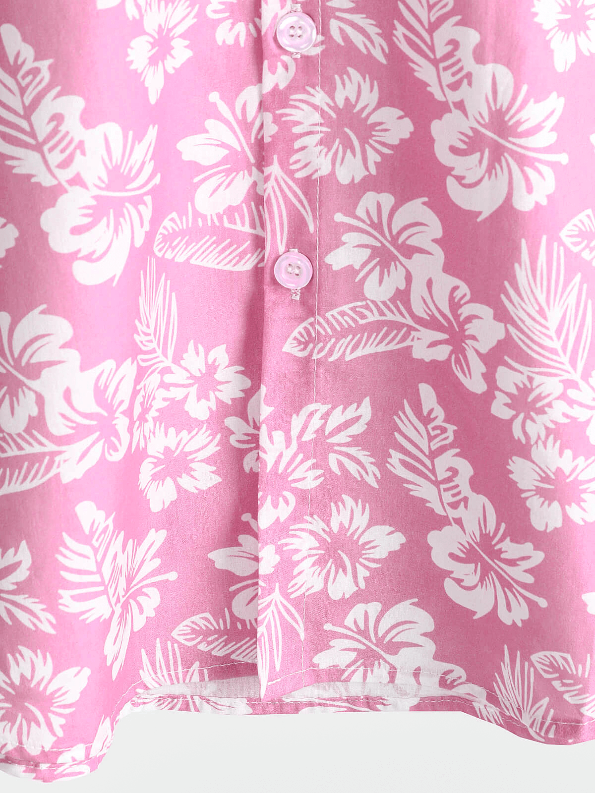 Camisa Pink de algodón Hawaiian floral Button Up Summer de manga corta para hombre