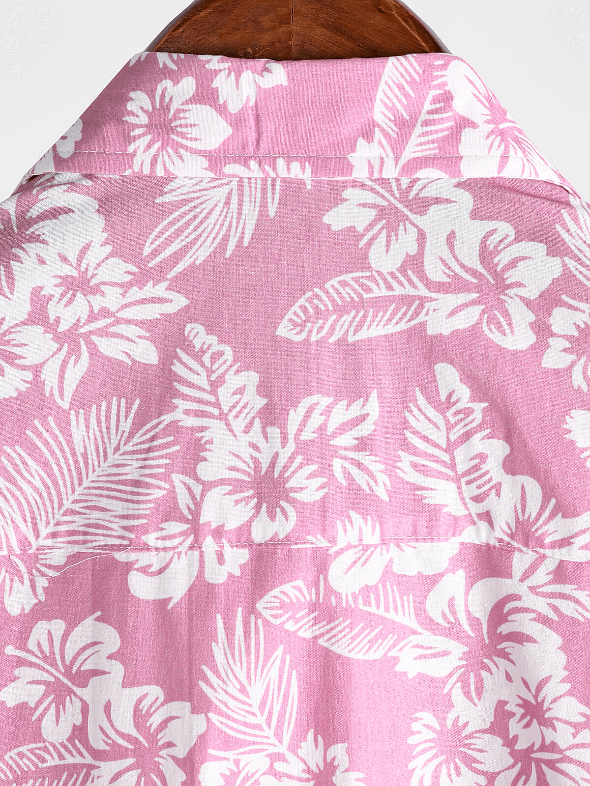 Camisa Pink de algodón Hawaiian floral Button Up Summer de manga corta para hombre