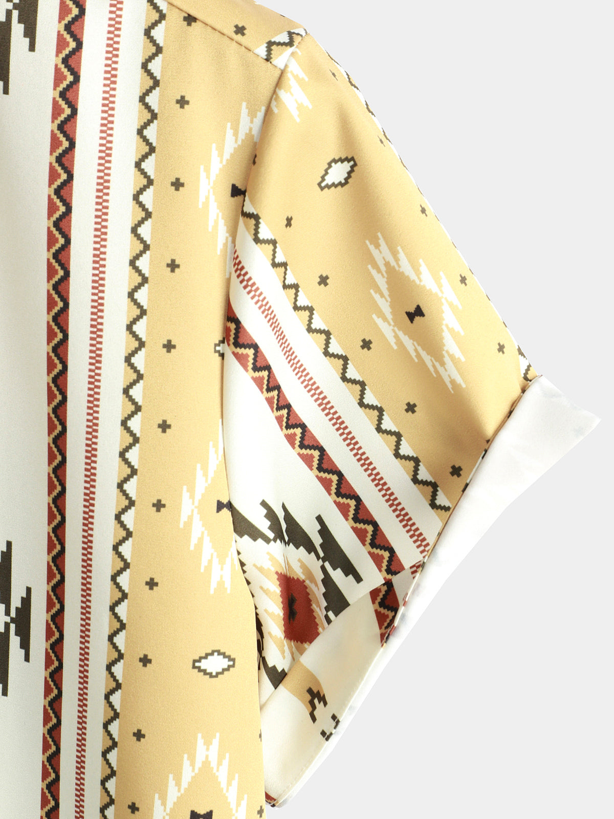 Camisa vintage Vertical a rayas de manga corta 70s retro Aztec estampado Button Up para hombre