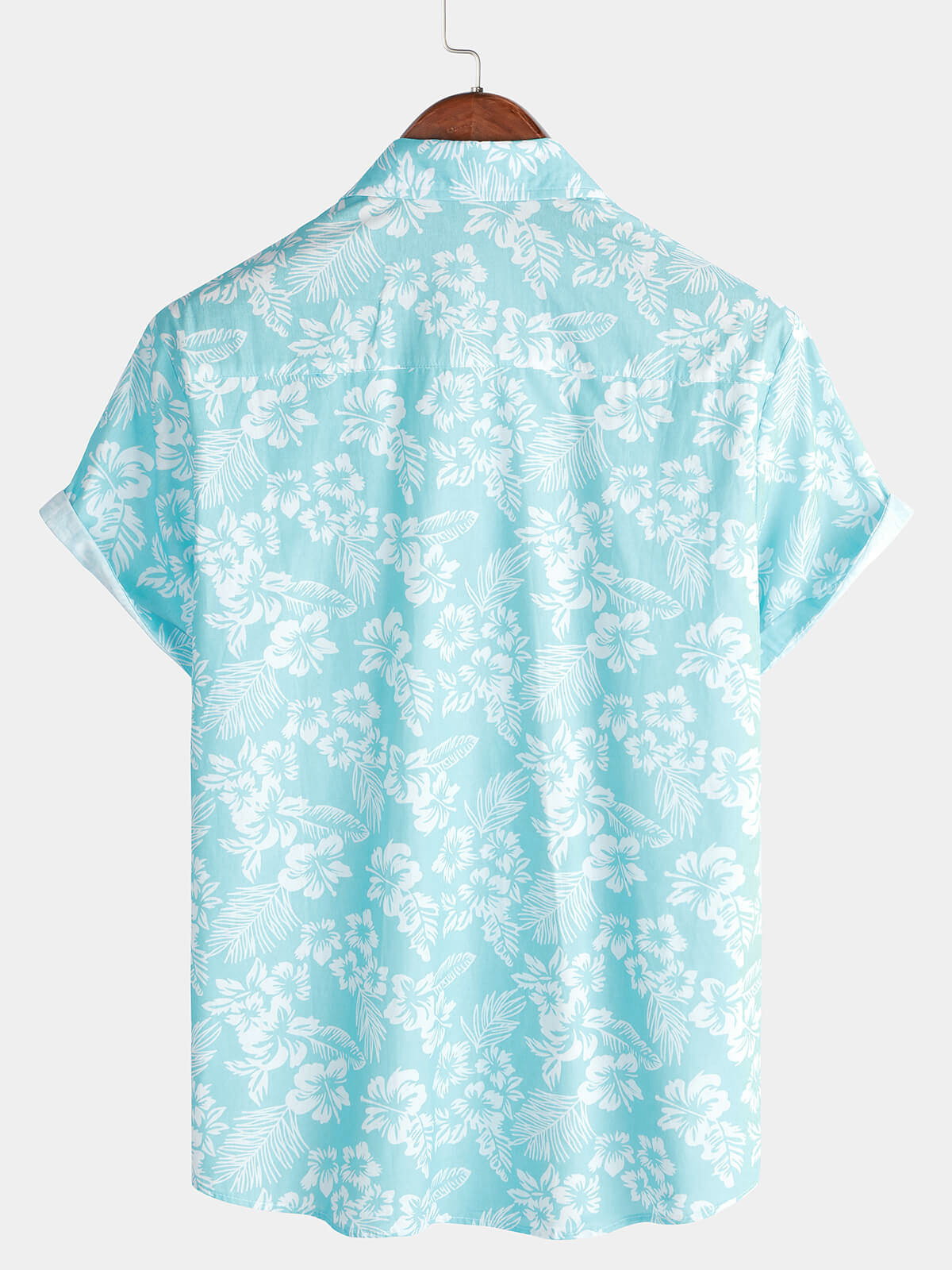 Camisa Holiday Blue Hawaiian floral Button Up de manga corta para hombre
