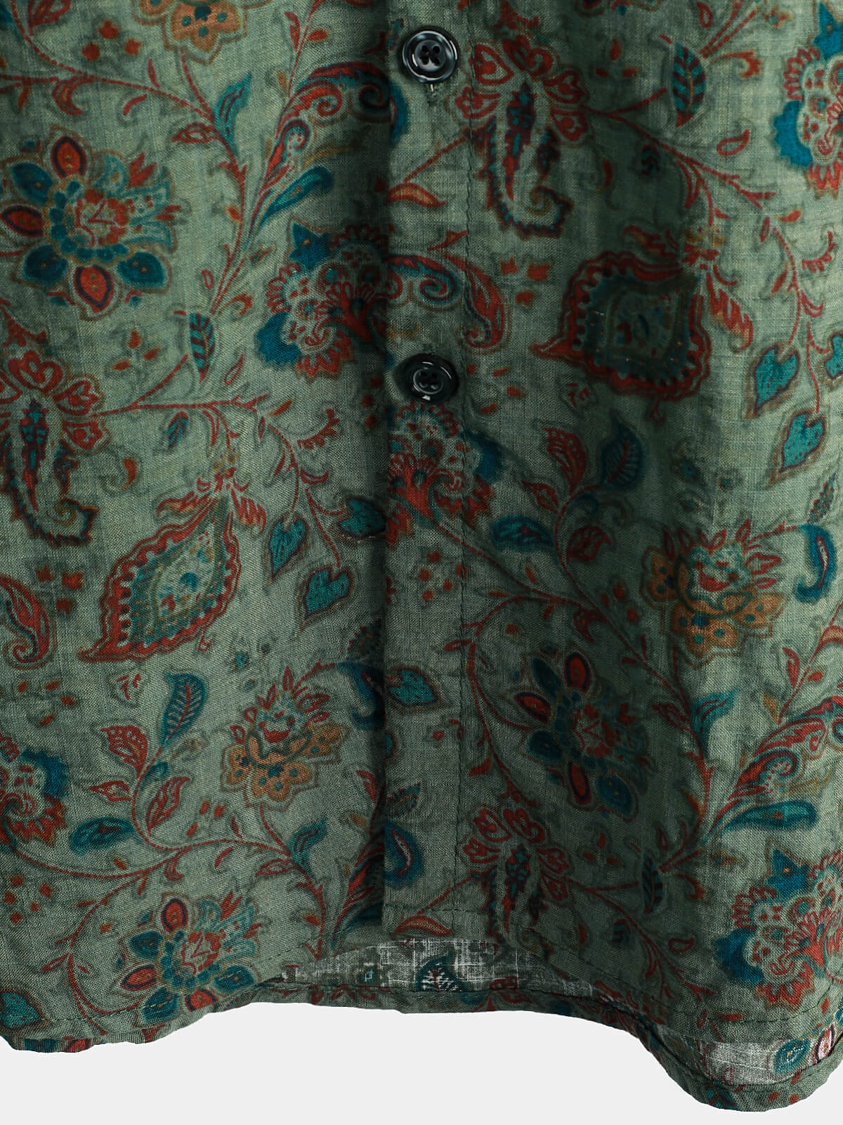 Camisa retro Paisley 70s Green Holiday Button Up vintage de manga corta para hombre