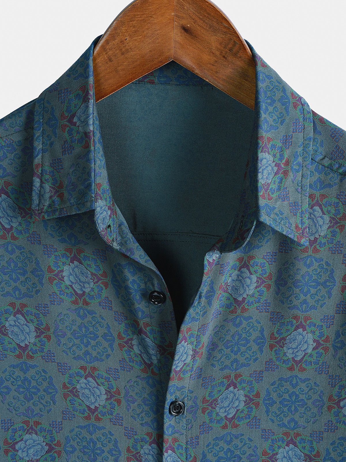 Camisa retro Bohemian casual de manga corta para hombre