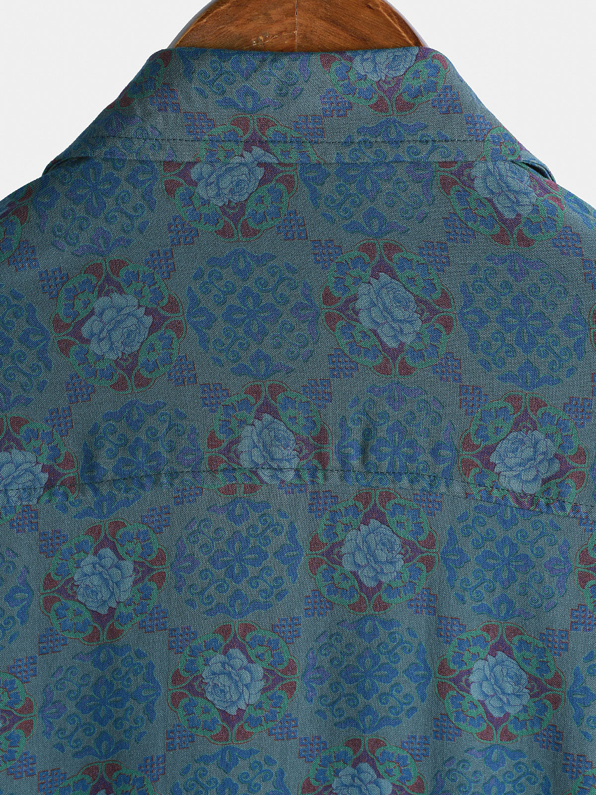 Camisa retro Bohemian casual de manga corta para hombre