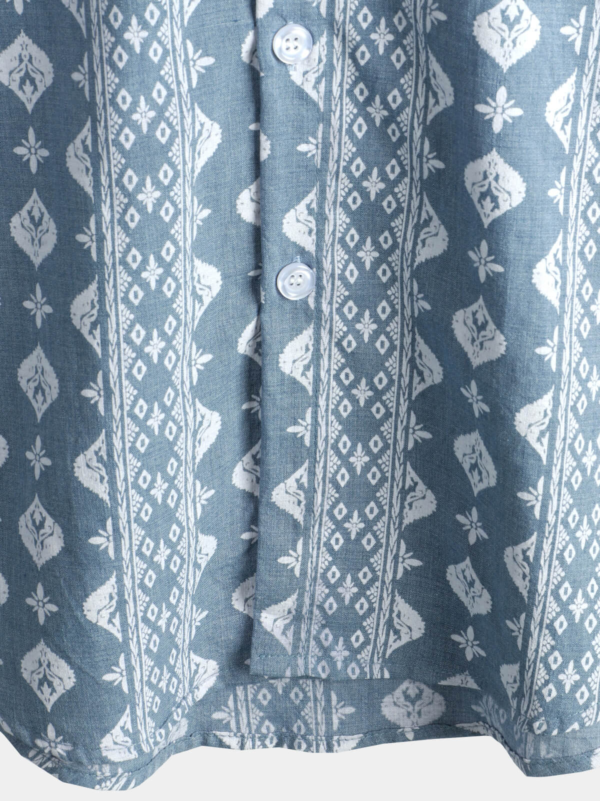 Camisa Blue de algodón retro Button Up a rayas vintage Summer de manga corta para hombre