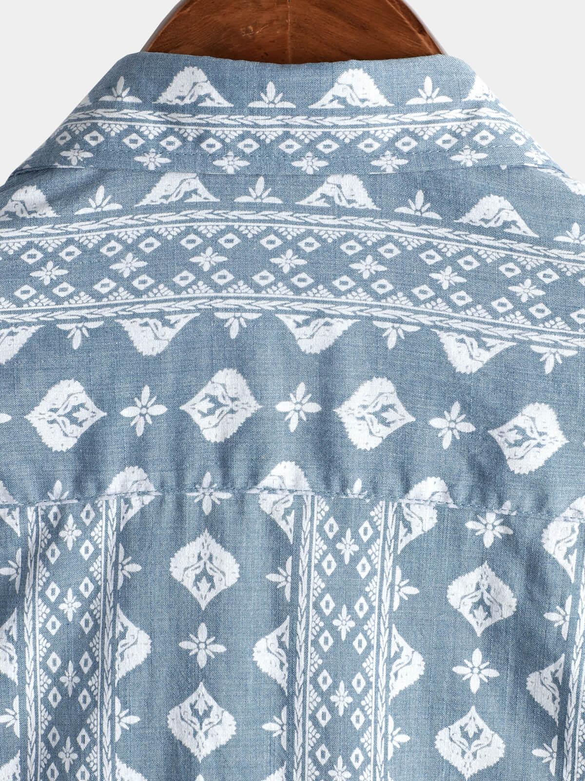 Camisa Blue de algodón retro Button Up a rayas vintage Summer de manga corta para hombre