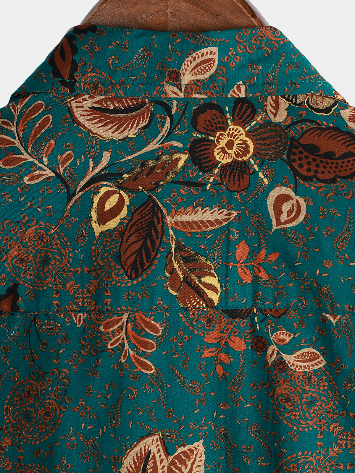 Camisa vintage Holiday de algodón Green Hawaiian floral Button Up de manga corta para hombre