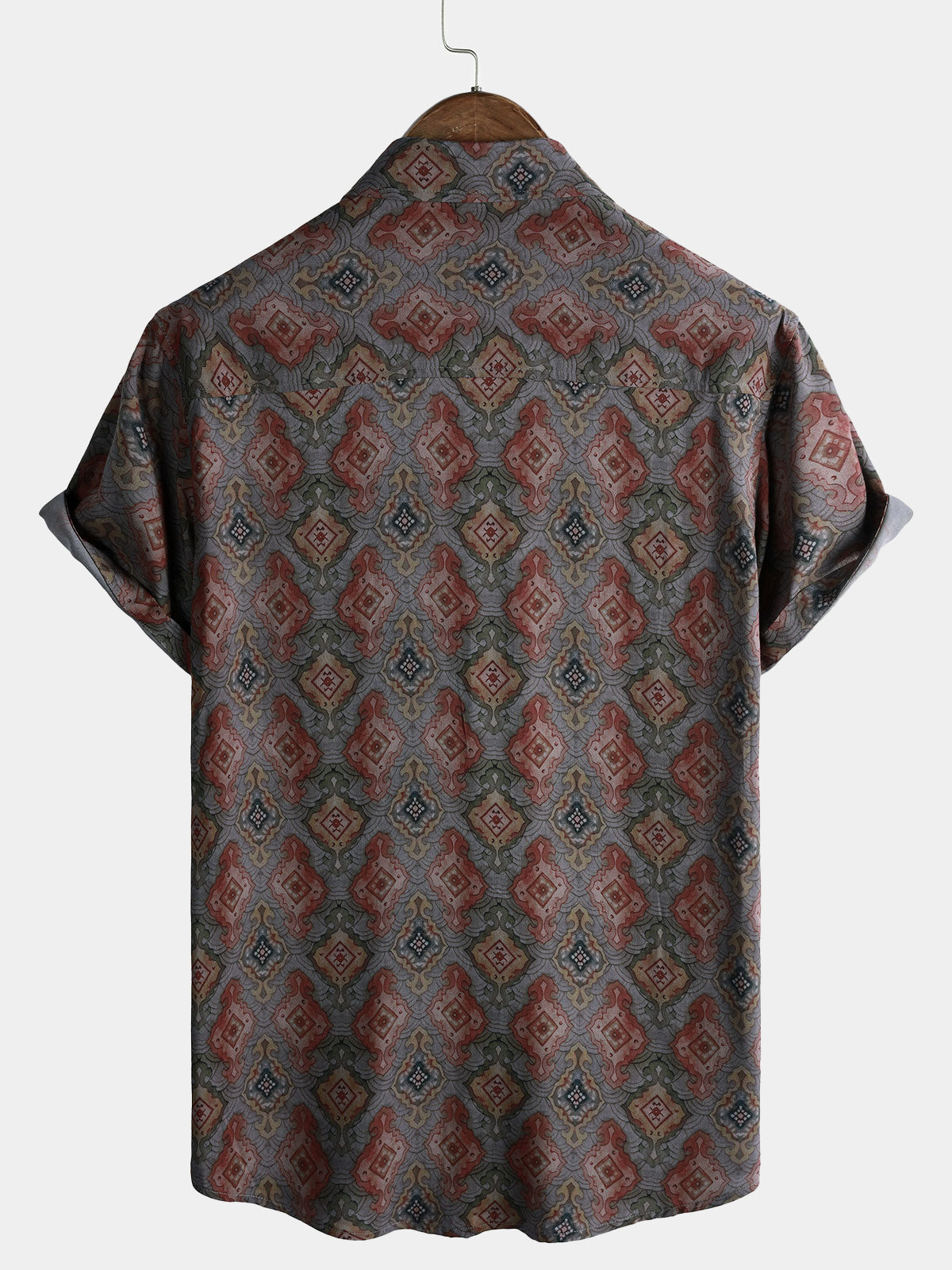 Camisa vintage Tribal Graphic de manga corta Bohemian Lightweight transpirable Cruise para hombre