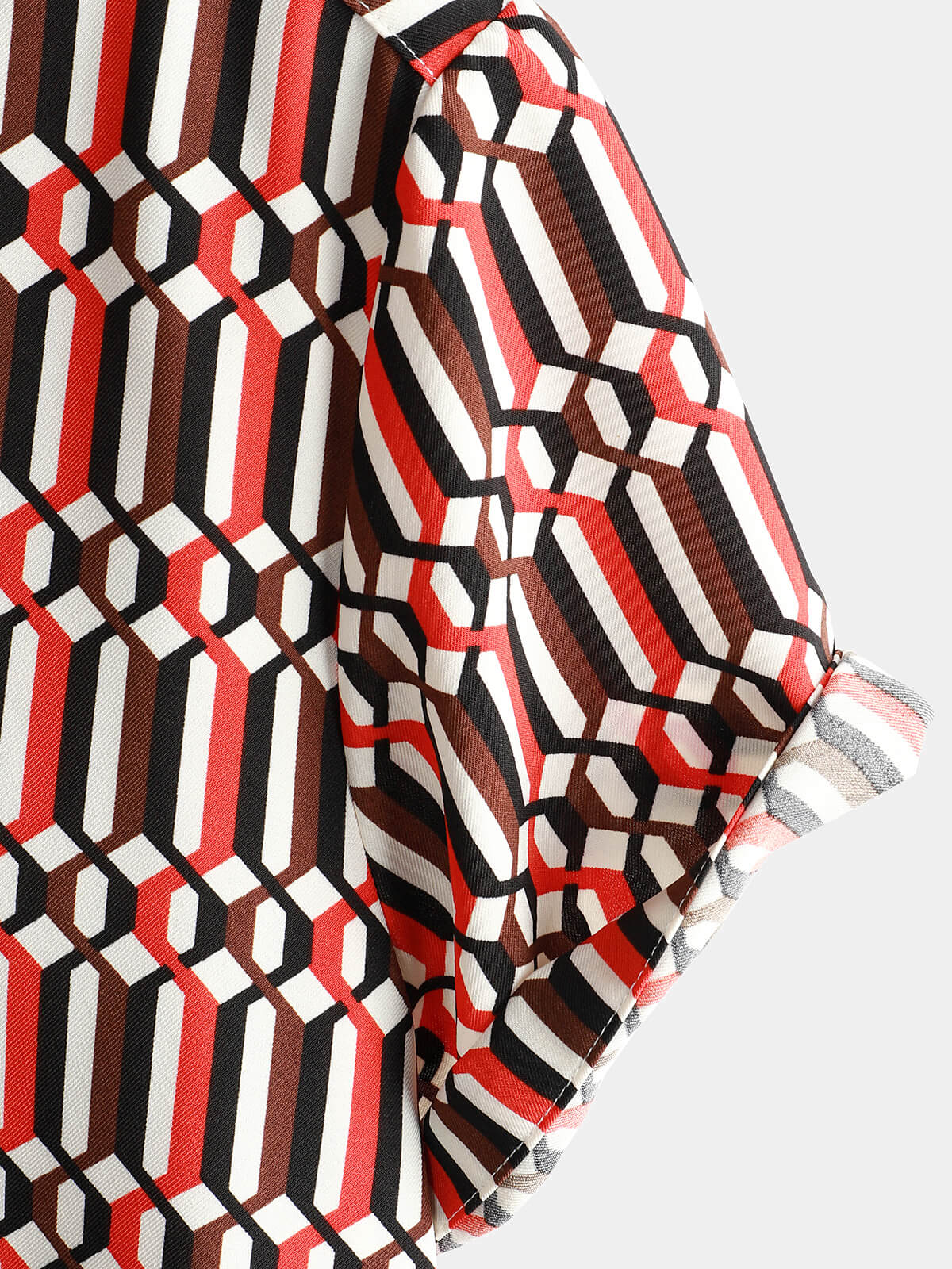 Camisa casual retro Geometric Button Up Cool de manga corta Summer para hombre