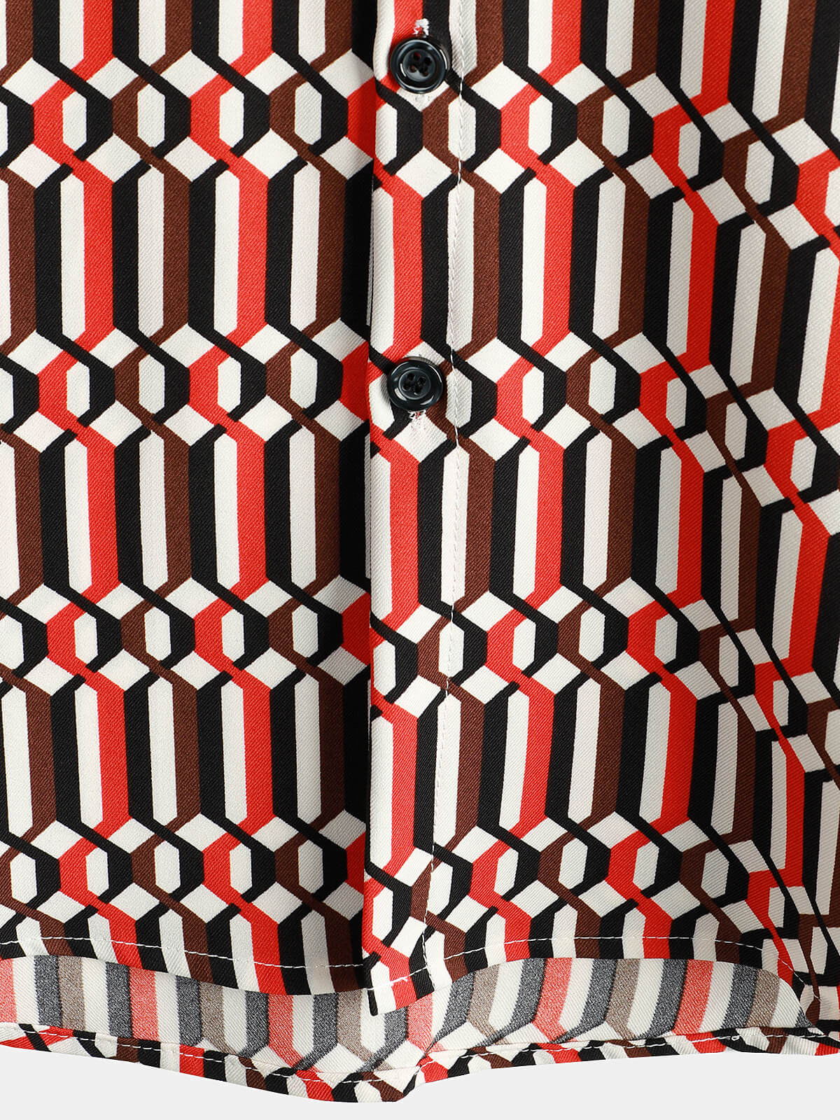 Camisa casual retro Geometric Button Up Cool de manga corta Summer para hombre