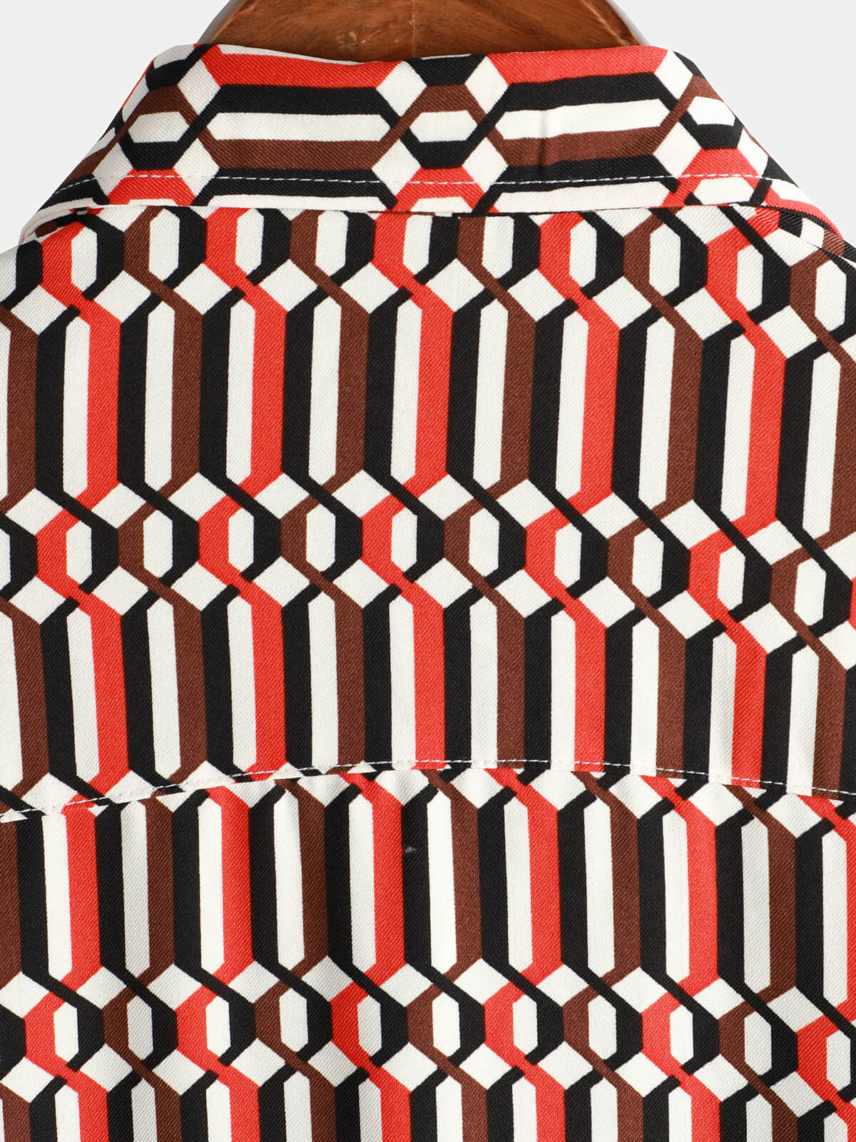 Camisa casual retro Geometric Button Up Cool de manga corta Summer para hombre