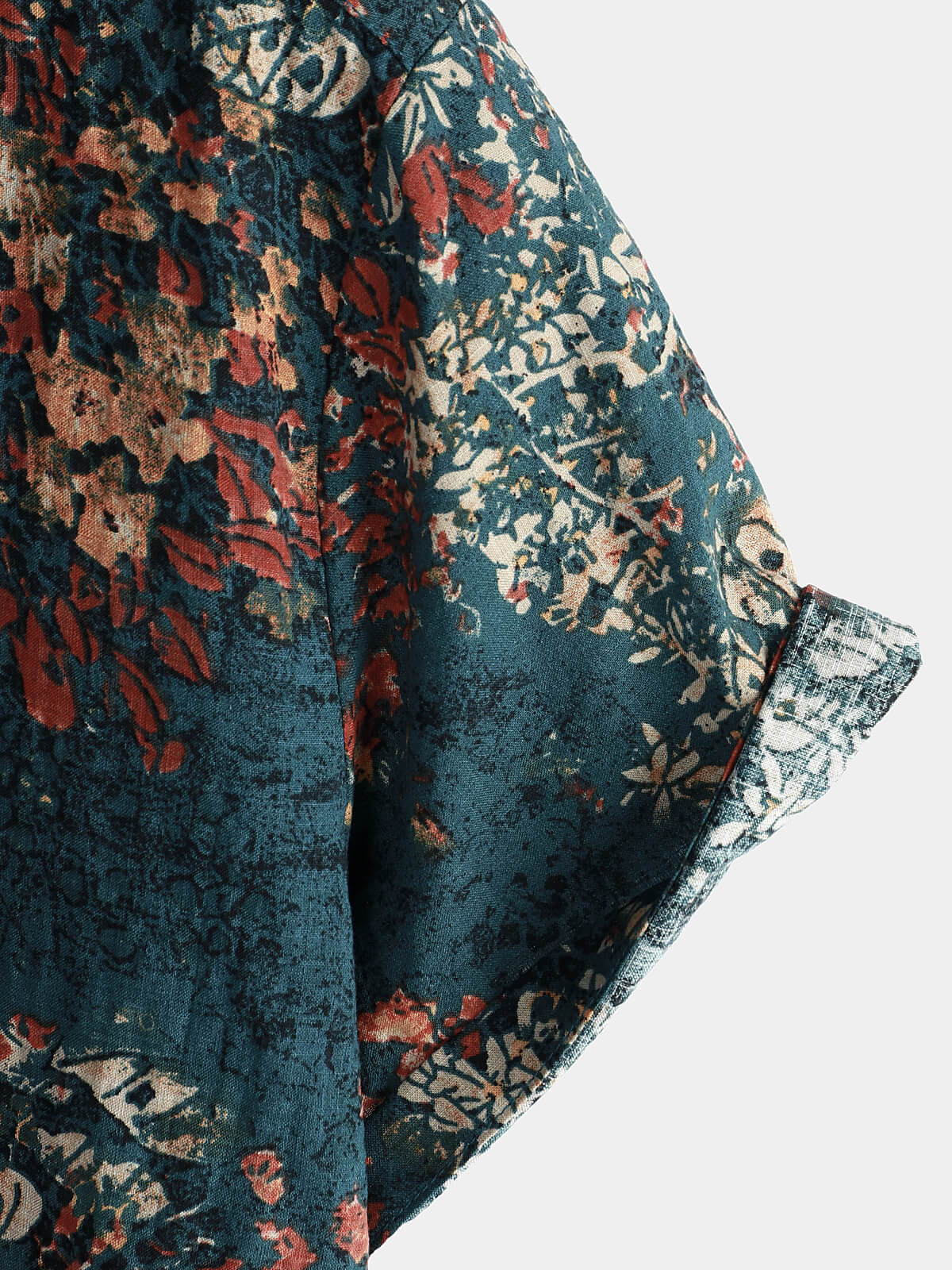 Camisa vintage Holiday retro de algodón floral Button Up de manga corta para hombre