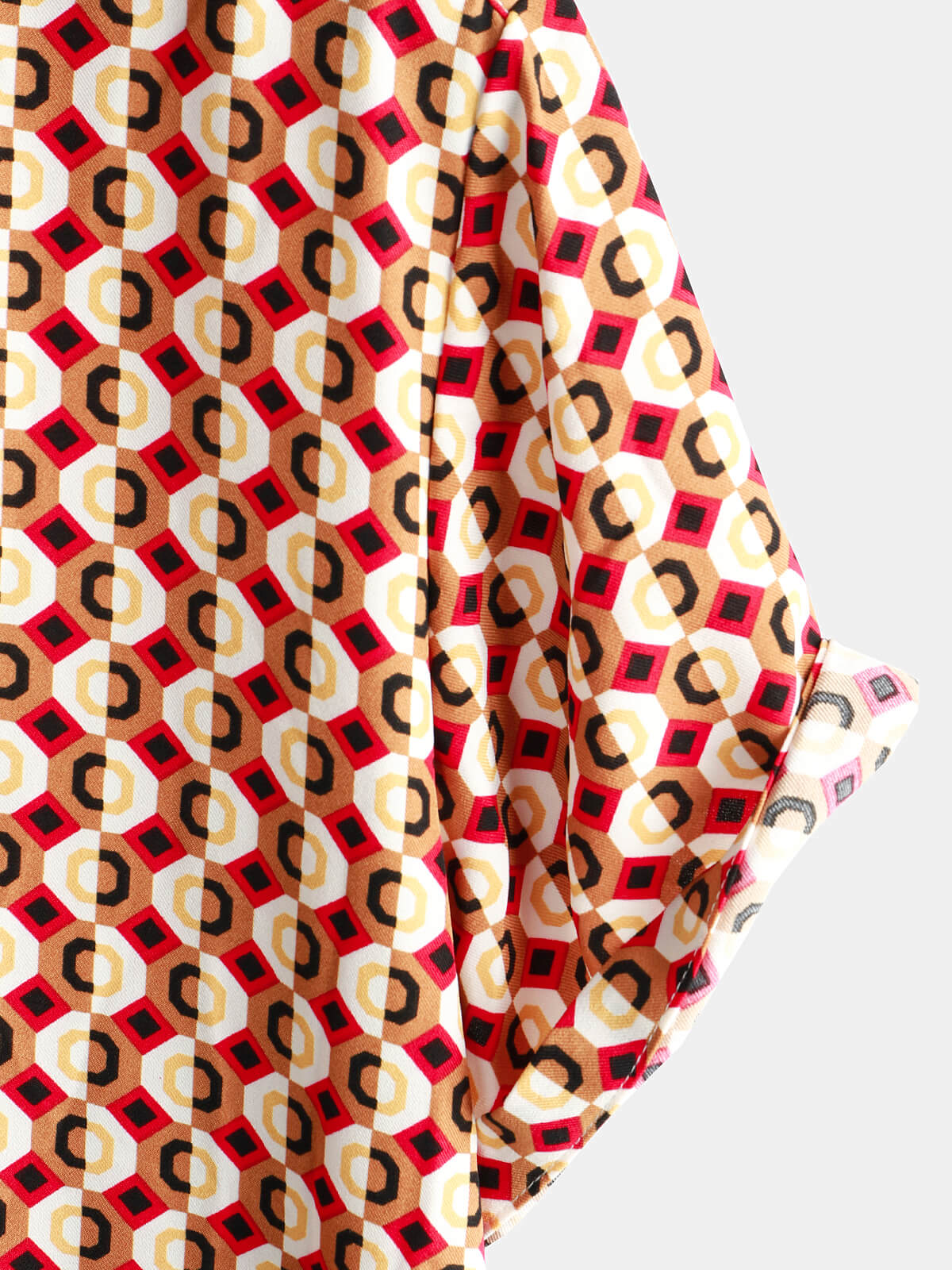 Camisa retro Geometric 70s Disco Party Button Up Summer de manga corta para hombre
