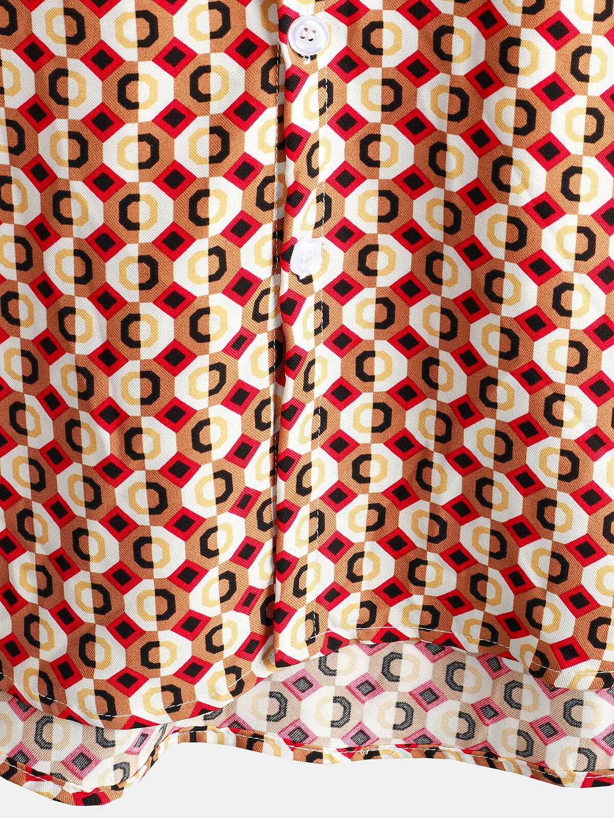 Camisa retro Geometric 70s Disco Party Button Up Summer de manga corta para hombre
