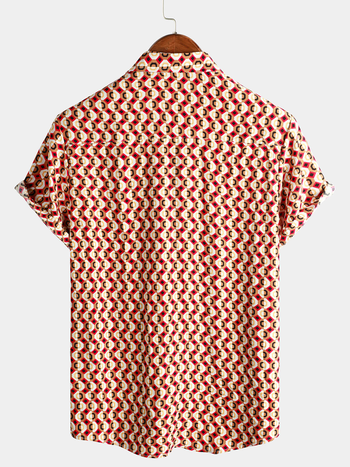 Camisa retro Geometric 70s Disco Party Button Up Summer de manga corta para hombre