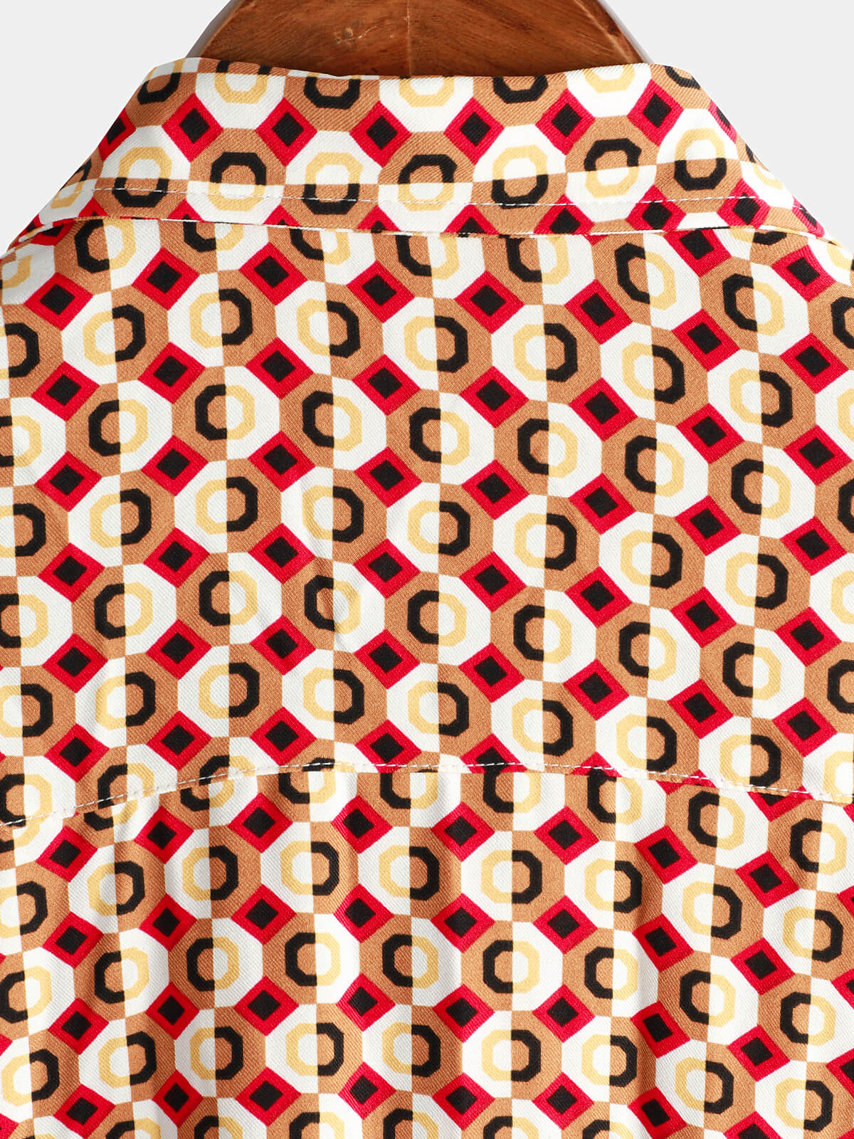 Camisa retro Geometric 70s Disco Party Button Up Summer de manga corta para hombre