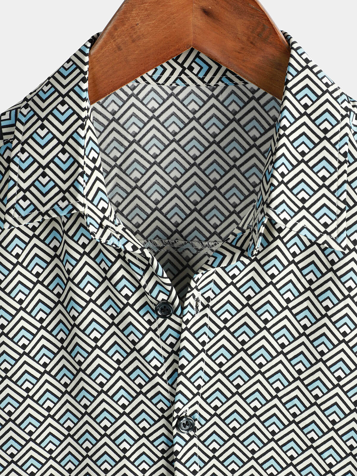 Camisa casual vintage Geometric Button Up Holiday Summer retro de manga corta para hombre