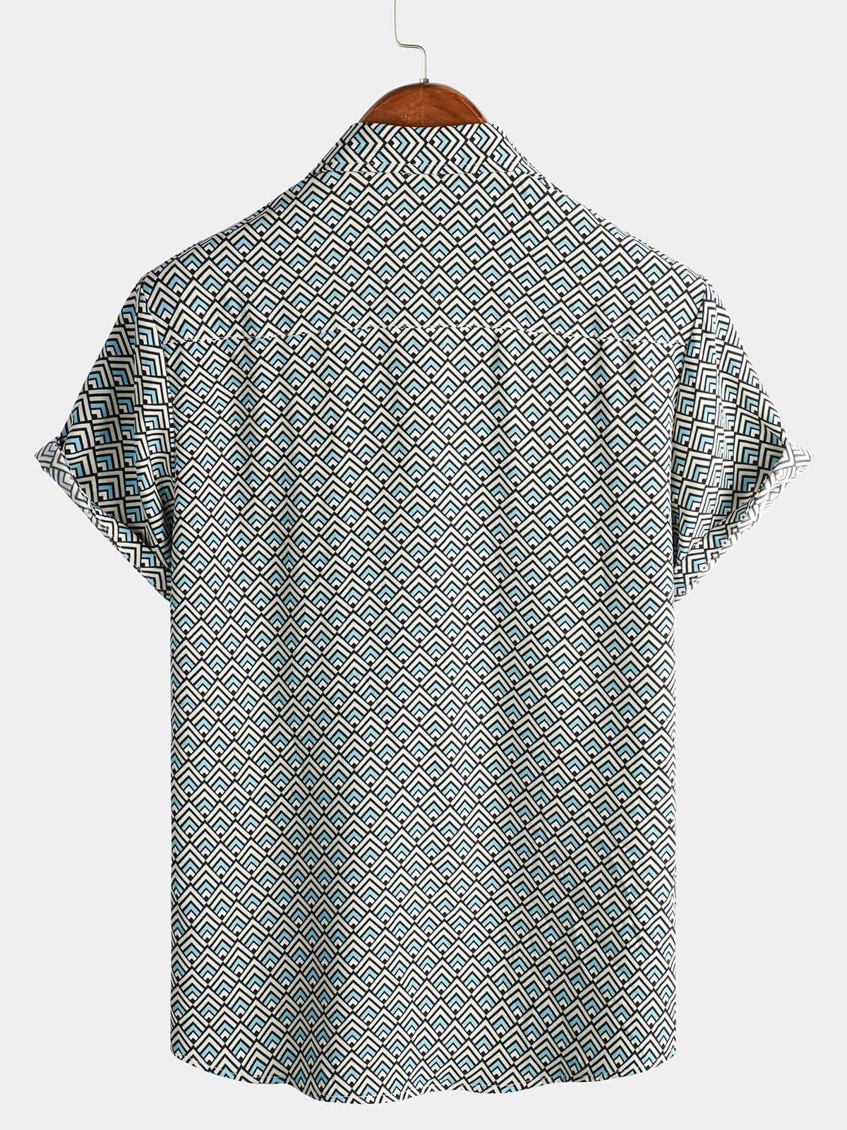 Camisa casual vintage Geometric Button Up Holiday Summer retro de manga corta para hombre
