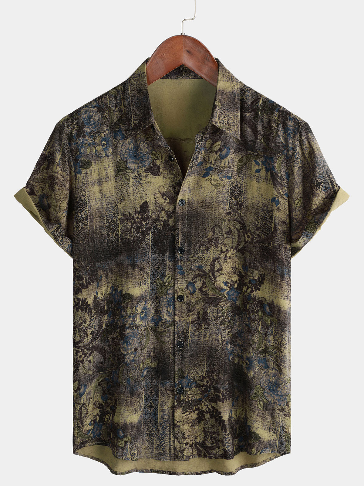 Camisa Summer vintage casual Holiday de manga corta Button Up para hombre