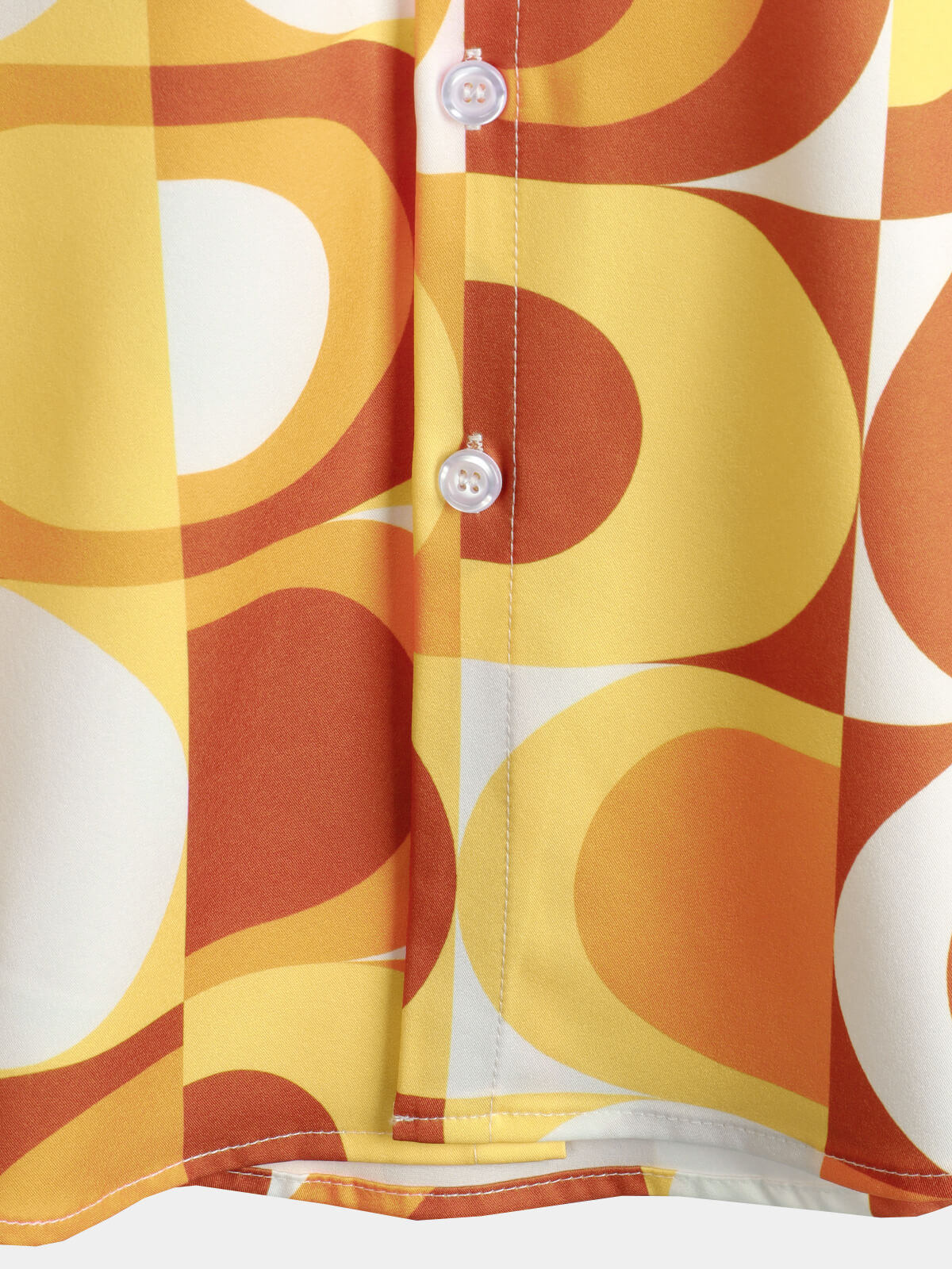 Camisa Summer retro Button Up vintage Orange 70s Geometric Disco Summer Beach Cool de manga corta para hombre