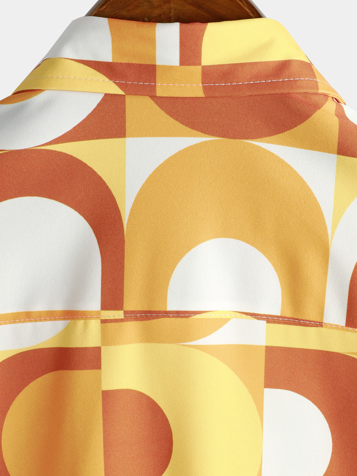 Camisa Summer retro Button Up vintage Orange 70s Geometric Disco Summer Beach Cool de manga corta para hombre